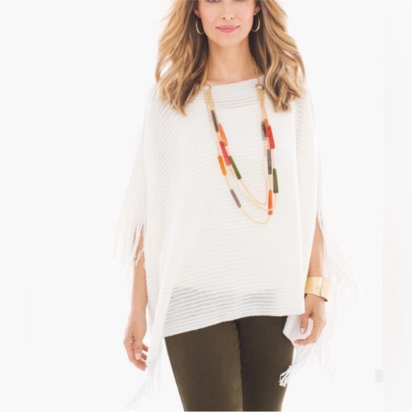 Chico’s Stella Fringe Poncho - Picture 1 of 8